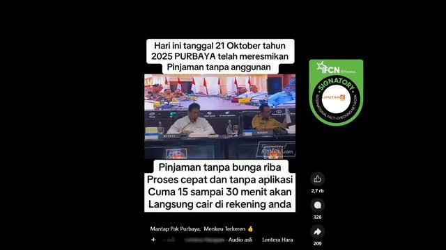 Hoaks: Menkeu Purbaya Resmikan Pinjaman Tanpa Bunga Rp 500 Juta!